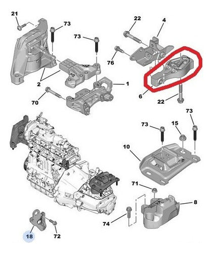 Soporte Motor Central Tras. Peugeot/citroen 2.0/ 308/3008/c4
