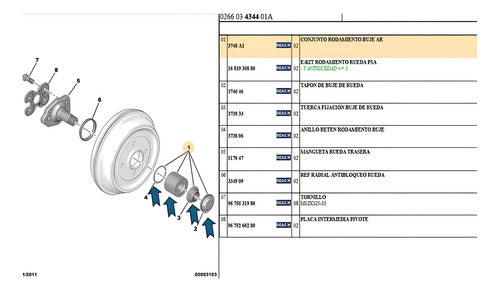 Par Rodamientos Traseros Peugeot 301 Hdi 1.6 2017-2022