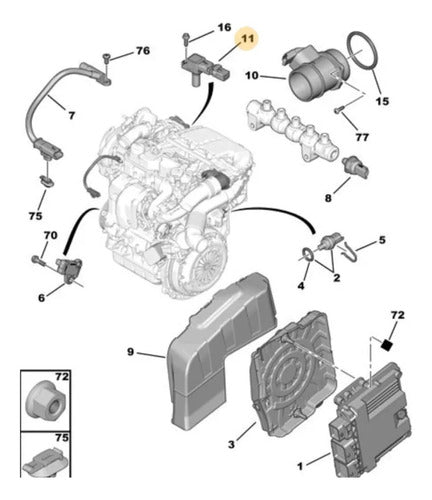 Sensor De Temperatura De Admision Map Peugeot / Citroen